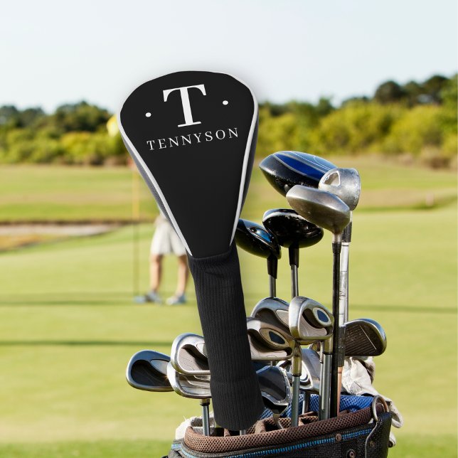 Elegant Monogram Initial Name Personalized Black Golf Head Cover (Creator Uploaded)