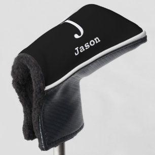 Elegant Monogram Initial Name Personalized Black Golf Head Cover