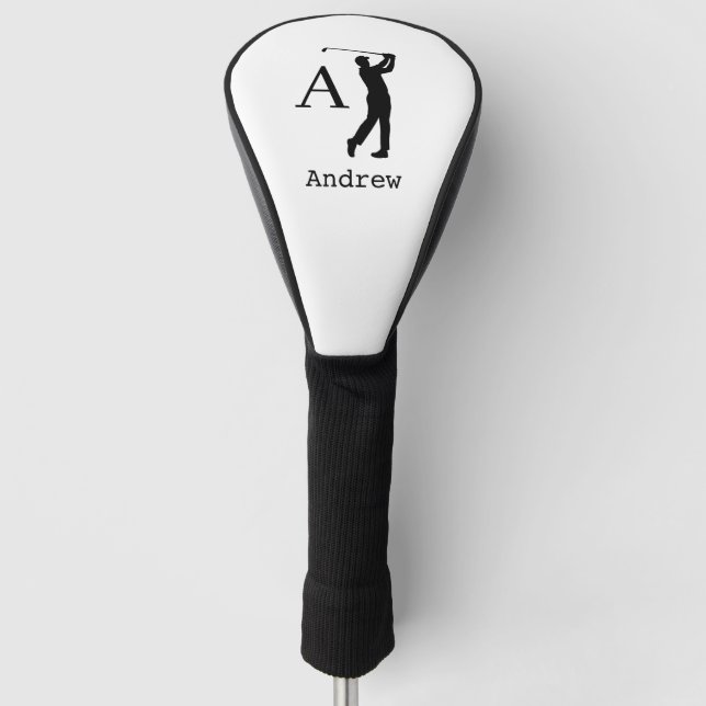 Elegant monogram initial name personalized golf head cover (Front)
