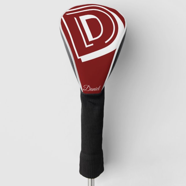 Elegant monogram initial name personalized  golf head cover (Front)