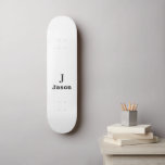 Elegant Monogram Initial Name Personalized Skateboard<br><div class="desc">Modern simple masculine stylish with black and white trendy typography (changeable colours). Personalized gift for him: dad,  father,  husband,  son,  boyfriend,  groom,  best man,  groomsmen</div>