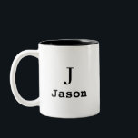 Elegant Monogram Initial Name Personalized Two-Tone Coffee Mug<br><div class="desc">Modern simple masculine stylish with black and white trendy typography (changeable colours). Personalized gift for him: dad,  father,  husband,  son,  boyfriend,  groom,  best man,  groomsmen</div>