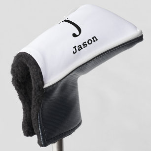 Elegant Monogram Initial Name Personalized White Golf Head Cover