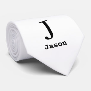 Elegant Monogram Initial Name Personalized White Tie