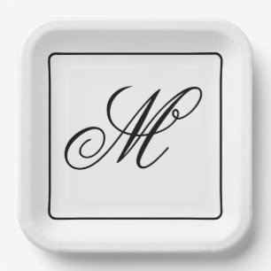 Elegant Monogram Initial  Paper Plate