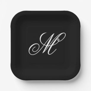 Elegant Monogram Initial  Paper Plate