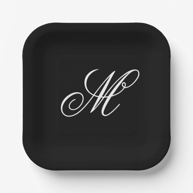 Elegant Monogram Initial  Paper Plate (Front)