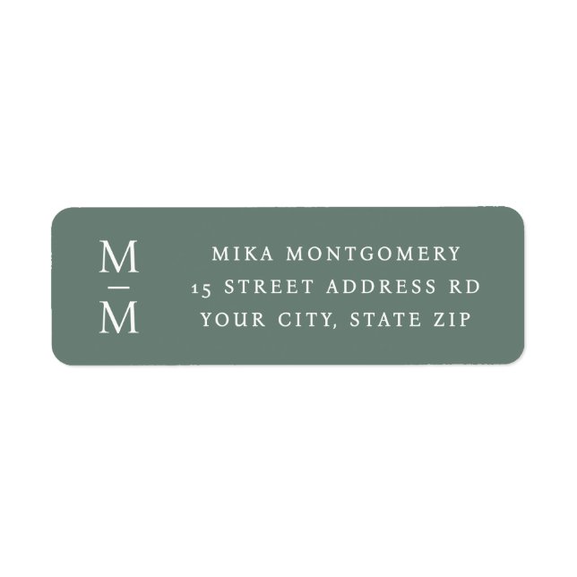 Elegant monogram initial pine green return address (Front)