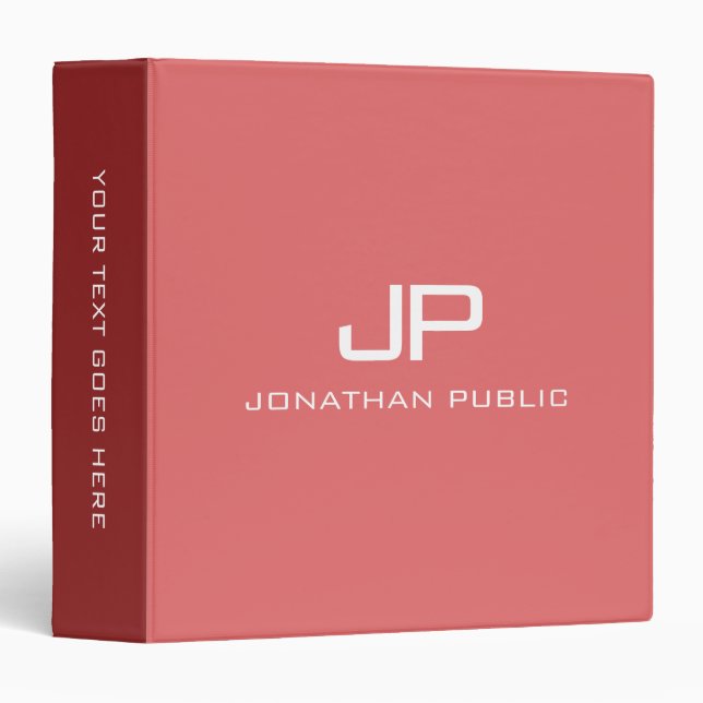 Elegant Monogram Initial Text Name Template Custom Binder (Front/Spine)