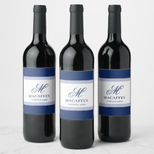 Elegant Monogram Initial Wine Label