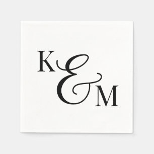 Elegant Monogram Initials Ampersand Wedding Napkin