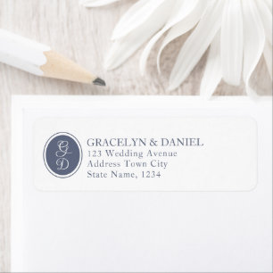 Elegant Monogram Initials Dark Blue Return Address