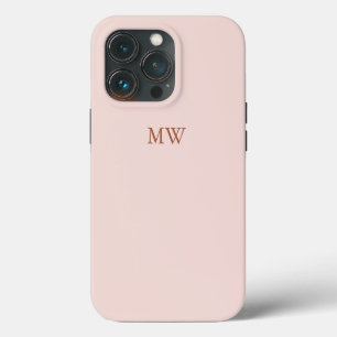 Elegant monogram initials minimalist blush pink iPhone 13 pro case