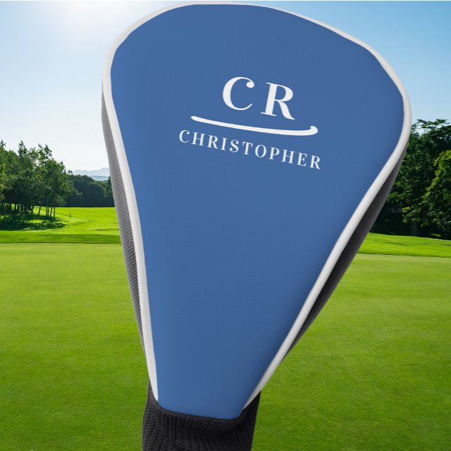 Elegant Monogram Initials Name Personalized Blue Golf Head Cover (Elegant Monogram Initials Name Personalized Blue Golf Head Cover)