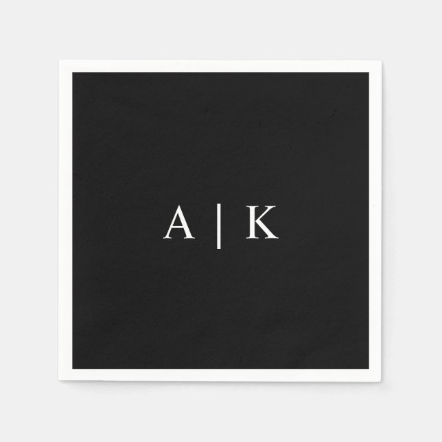 Elegant Monogram Initials Napkin Customizable  (Front)