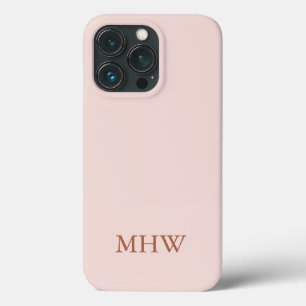 Elegant monogram initials stylish chic blush pink iPhone 13 pro case