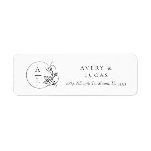Elegant Monogram Initials Wedding Return label