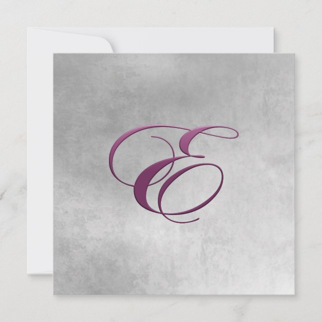 Elegant Monogram Invitation-Eggplant Purple E Invitation (Front)