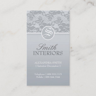 Elegant Monogram Lace Business Cards