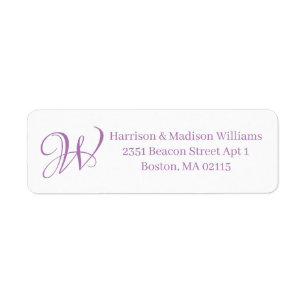 Elegant Monogram lavender custom Return Address 