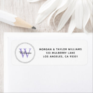 Elegant Monogram Lavender Return Address