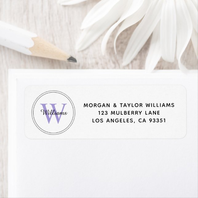 Elegant Monogram Lavender Return Address (Insitu)