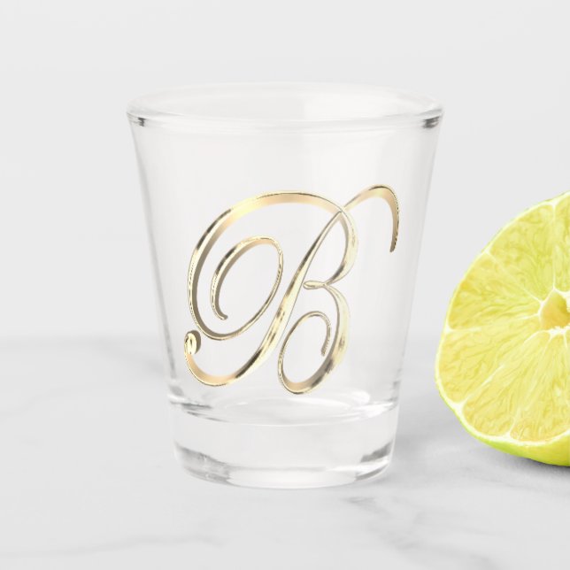 Elegant Monogram Letter B Faux Gold Chic Shot Glass (Front)
