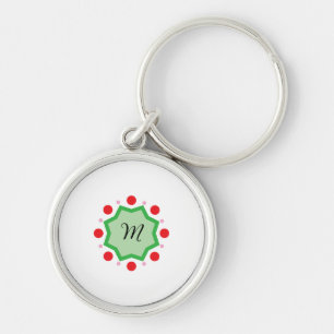 Elegant Monogram Letter M – Green Emblem with Red Keychain