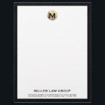 Elegant Monogram Letterhead<br><div class="desc">Make a lasting impression with our Elegant Monogram Letterhead, tailored for law firms and legal professionals. Featuring a refined black and gold monogram design, this letterhead exudes professionalism and elegance. Customize it with your company name and contact details to convey a strong brand identity. Elevate your correspondence and project an...</div>