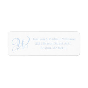 Elegant Monogram light blue custom Return Address