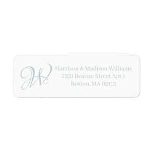 Elegant Monogram light dusty blue custom Address