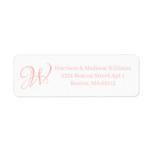 Elegant Monogram light pink custom Return Address