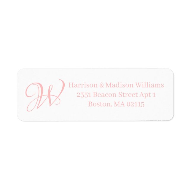 Elegant Monogram light pink custom Return Address (Front)