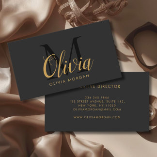 Elegant monogram logo gray black professional business card