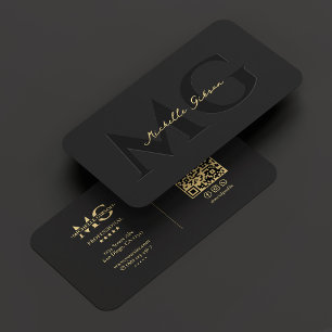 Elegant Monogram Luxury Black Professional Business Card
