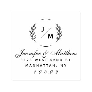 Elegant Monogram Married Couple Return Address Self-inking Stamp