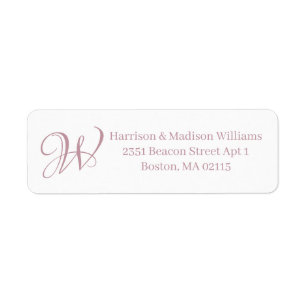 Elegant Monogram mauve blanc adresse personnalisée