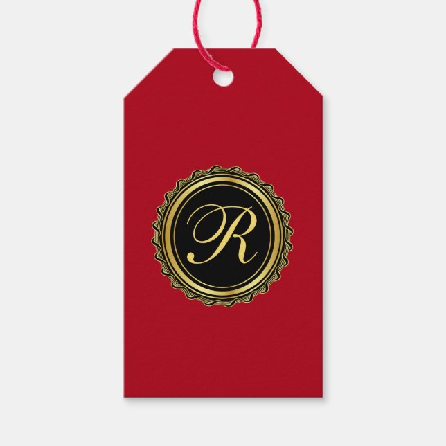 Elegant Monogram Medallion Gift Tags (Front)