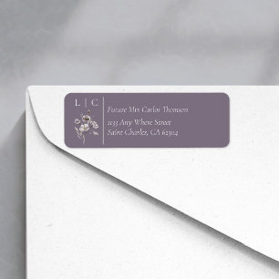 Elegant monogram minimalist dark purple RSVP