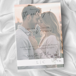 Elegant monogram minimalist navy photo acw01bck invitation
