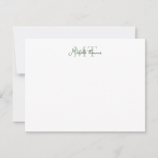 Elegant Monogram Modern Chic Script Name Card (Front)