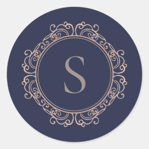 Elegant Monogram Modern Classic  Round Sticker