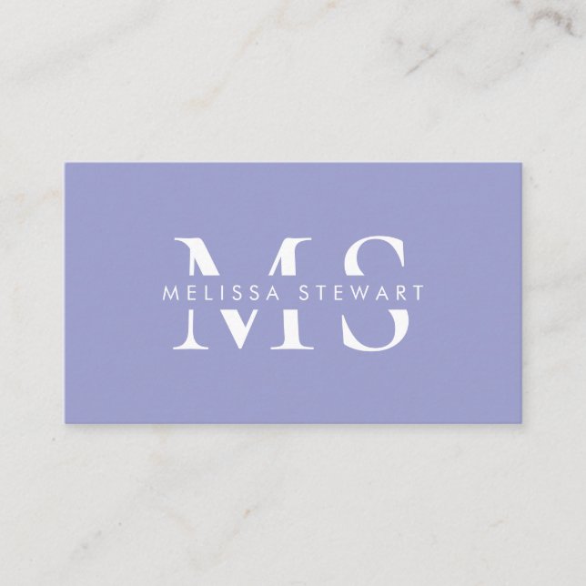 Elegant monogram modern lavender professional business card (Front)