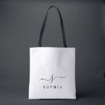 Elegant Monogram Modern Minimalist  Tote Bag<br><div class="desc">Personalize this stylish tote bag with your name initial monogram. Design features a simple custom monogram design in a classic black modern minimalist typography on a black background. Easy to customize. Perfect as a gift item for all your loved ones. Grab one for yourself as well.</div>