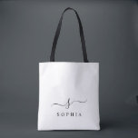 Elegant Monogram Modern Minimalist  Tote Bag<br><div class="desc">Personalize this stylish tote bag with your name initial monogram. Design features a simple custom monogram design in a classic black modern minimalist typography on a black background. Easy to customize. Perfect as a gift item for all your loved ones. Grab one for yourself as well.</div>