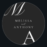 Elegant Monogram Modern Minimalist Wedding Classic Round Sticker<br><div class="desc">Modern Black and White Wedding Stickers. Features bold monogram typography and minimalist graphic design.</div>