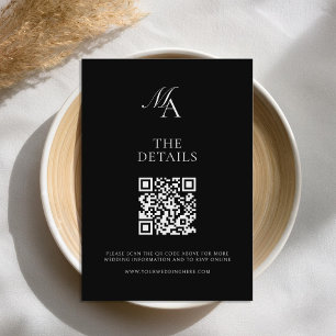 Elegant Monogram Modern Minimalist Wedding Enclosure Card