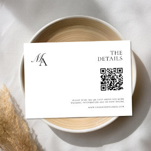 Elegant Monogram Modern Minimalist Wedding Enclosure Card