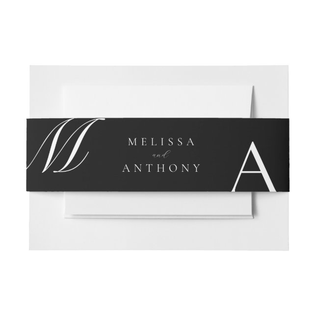 Elegant Monogram Modern Minimalist Wedding Invitation Belly Band (Front Example)