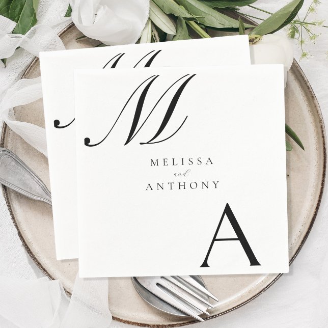 Elegant Monogram Modern Minimalist Wedding Napkin (Creator Uploaded)
